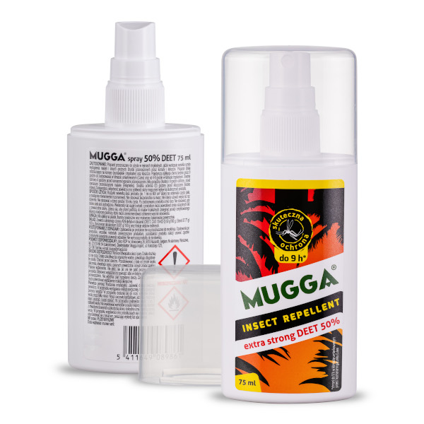Zestaw Mugga Strong 2 szt Spray 50% DEET KOMARY KLESZCZE