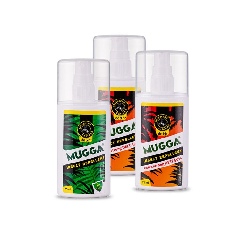 MUGGA 2XSPRAY STRONG 50%+SPRAY 9,5% KLESZCZE KOMARY